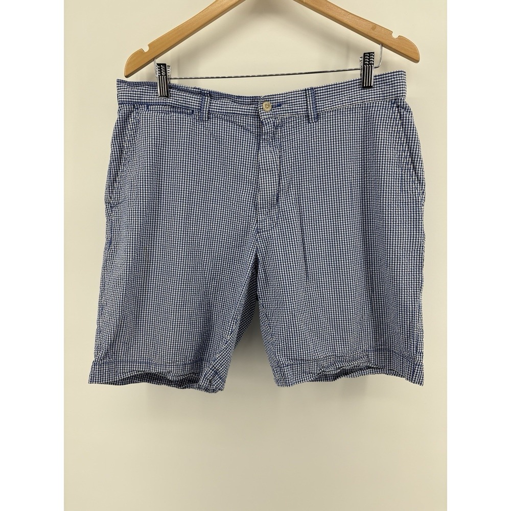 Polo Ralph Lauren Gingham Seersucker Shorts Blue / White Men's Sz 36 - 8" Inseam